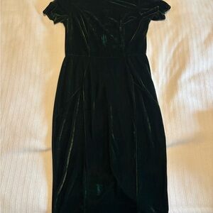 Unique Vintage Dark Green Velvet Midi Dress